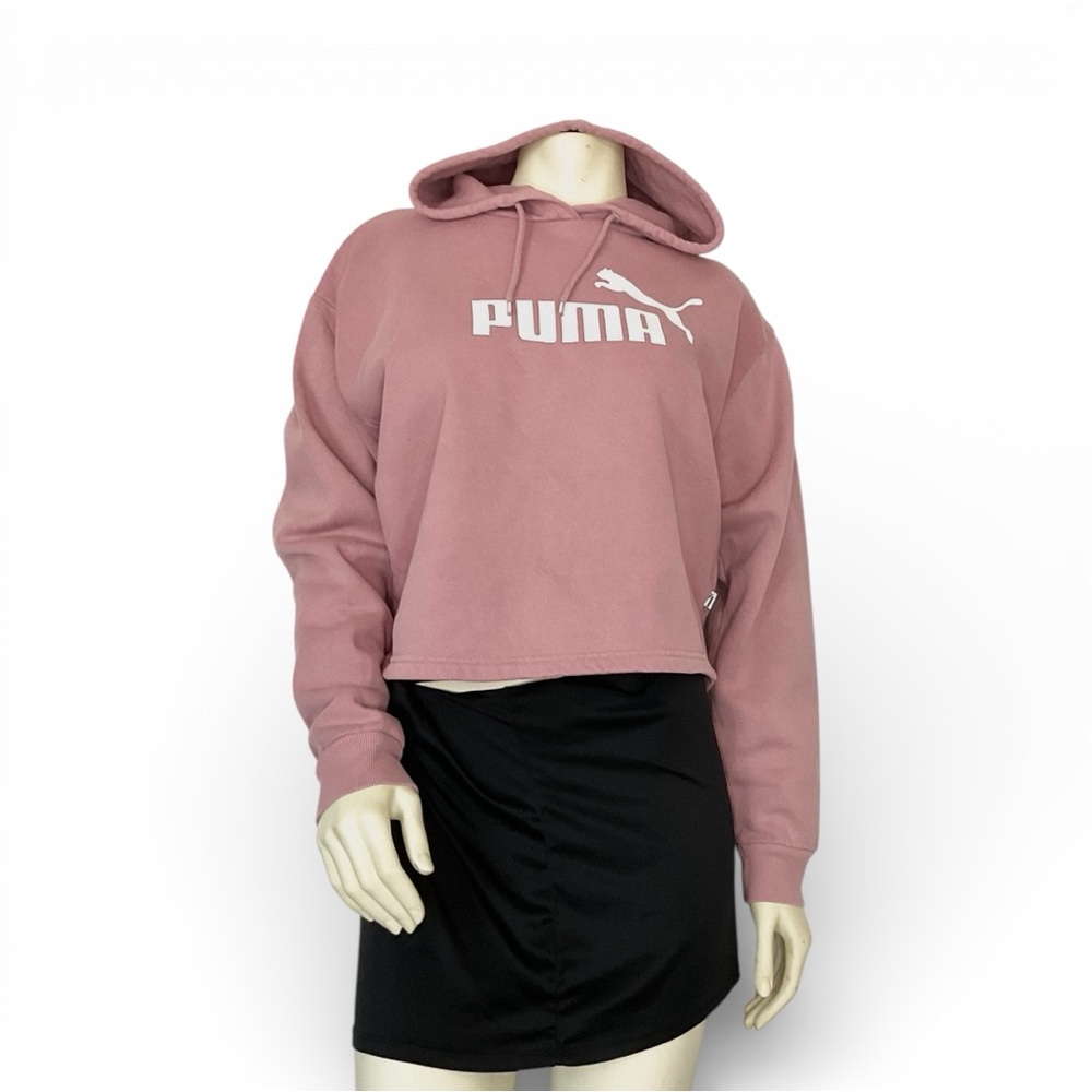 Puma, Women’s Cropped Hoodie, Dusty Rose, Medium, Vintage